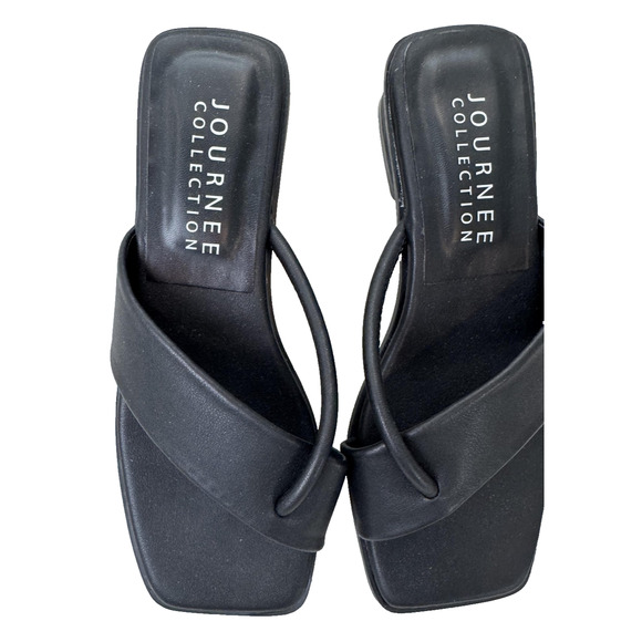 Journee Collection Mina Shoes Womens Size 6 Black Low Block Heel Sandals Strappy - Picture 3 of 12